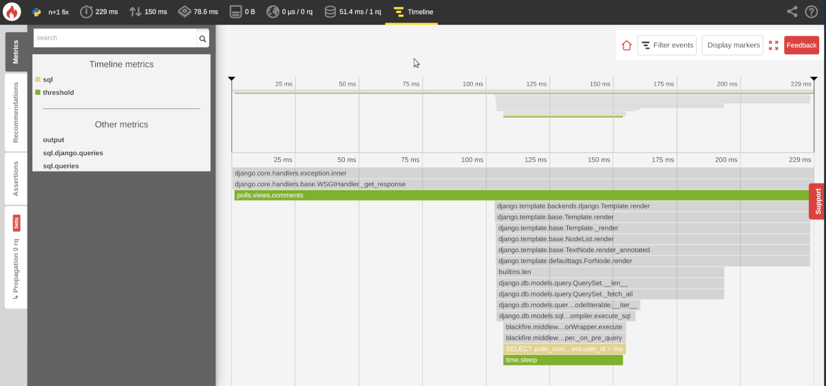 Analyzing Python Profiles with the Blackfire Timeline | Blackfire.io Le ...