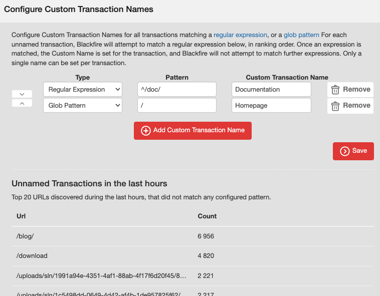 Define Custom Transaction Names in Blackfire Monitoring